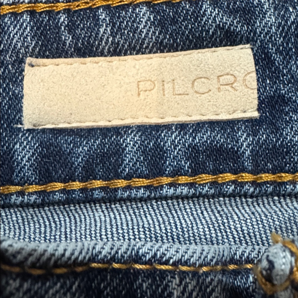 Pilcro Anthropologie Blue Straight Leg Raw Hem Jeans Size 26 Tall - Picture 4 of 6